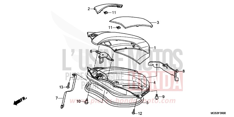 LUGGAGE LID for NC700X Dual Cluth ABS DARKNESS BLACK METALLIC (NH463) from 2013